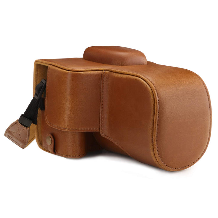 MegaGear MG1609 Canon EOS 2000D (18-55mm) Ever Ready Leder Kamera-Case mit Trageriemen - Hellbraun,