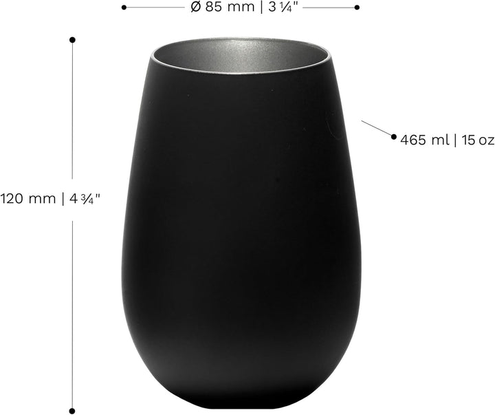 STÖLZLE LAUSITZ Gläser ELEMENTS 465 ml Schwarz & Silber I Trinkgläser 6er Set I Gläser-Set spülmasch