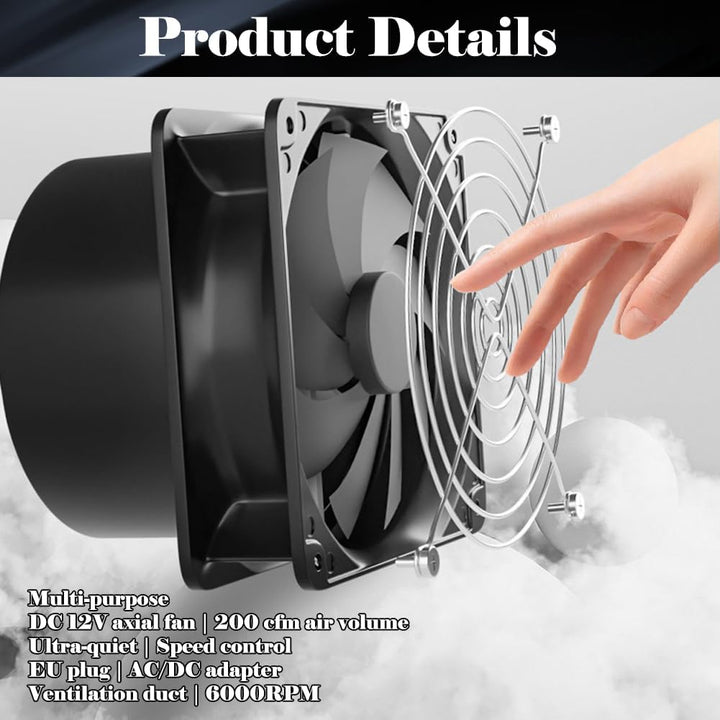 DC 12V Rohrventilator – 100mm Industrie-Abluftventilator mit Drehzahlregler, leise & langlebig, 3000