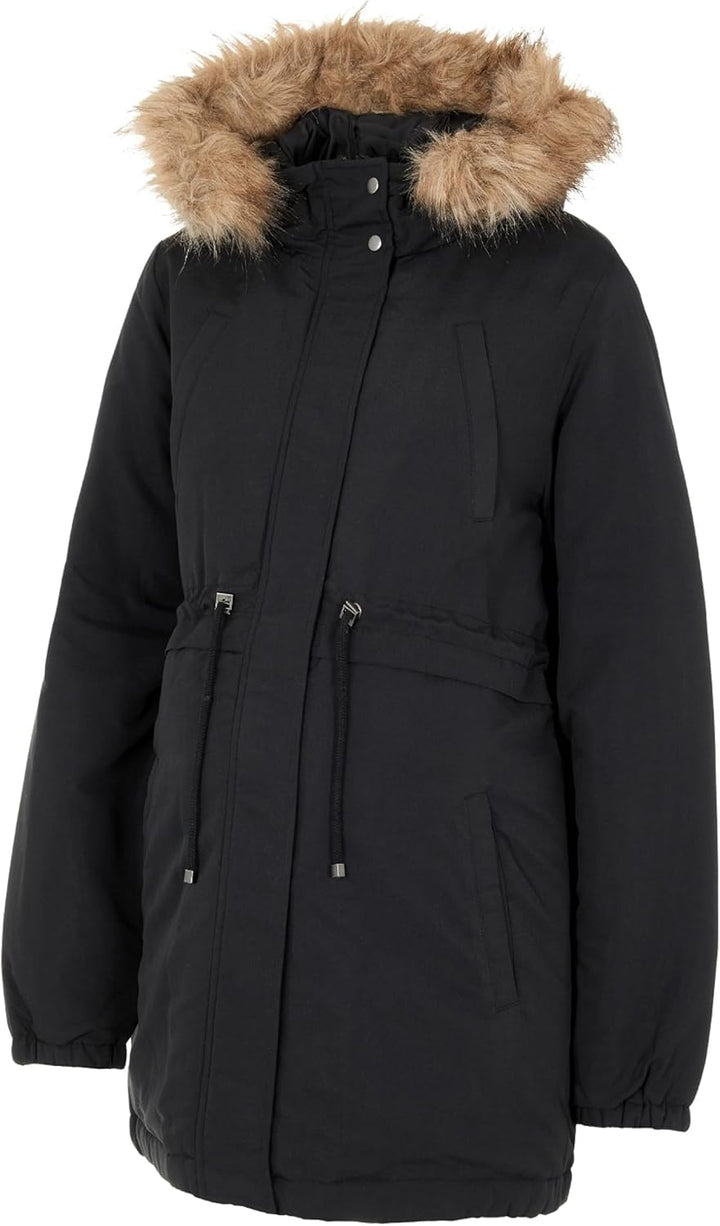 Mama Licious Female Langer Parka Umstands-Jacke XS Schwarz, XS Schwarz