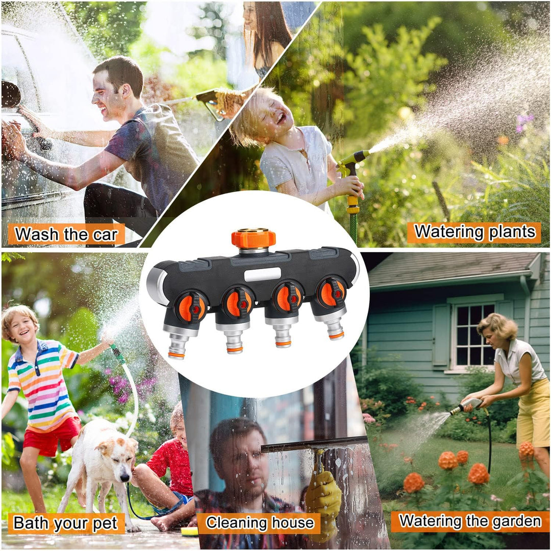 oumuik 4 Wege Verteiler 3/4-1/2 Zoll Wasser/Garten Verteiler für Gartenschlauch Kupplung mit Absperr