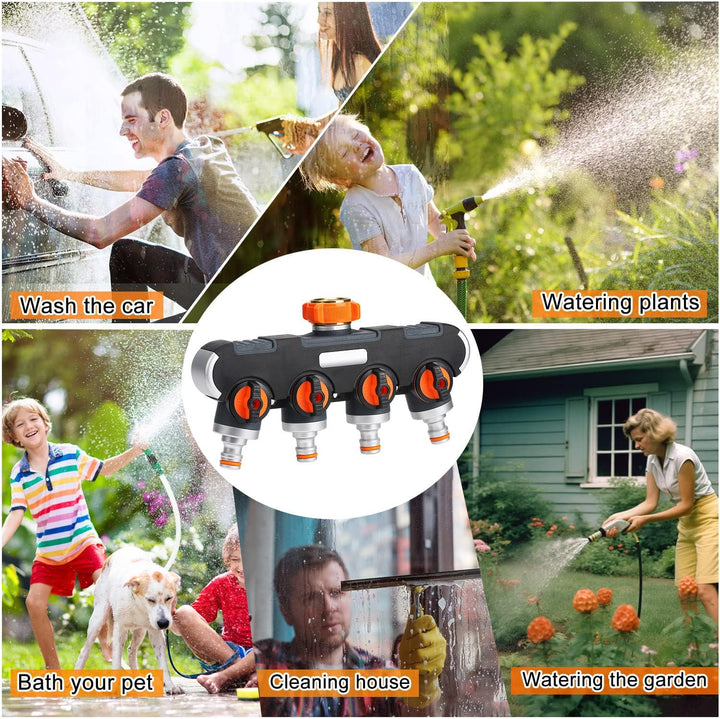 oumuik 4 Wege Verteiler 3/4-1/2 Zoll Wasser/Garten Verteiler für Gartenschlauch Kupplung mit Absperr
