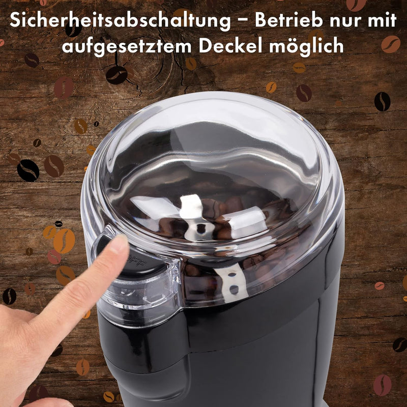 Clatronic® elektrische Kaffeemühle | Edelstahlschlagmesser | Fassungsvermögen 40 Gramm | 120 Watt Mo