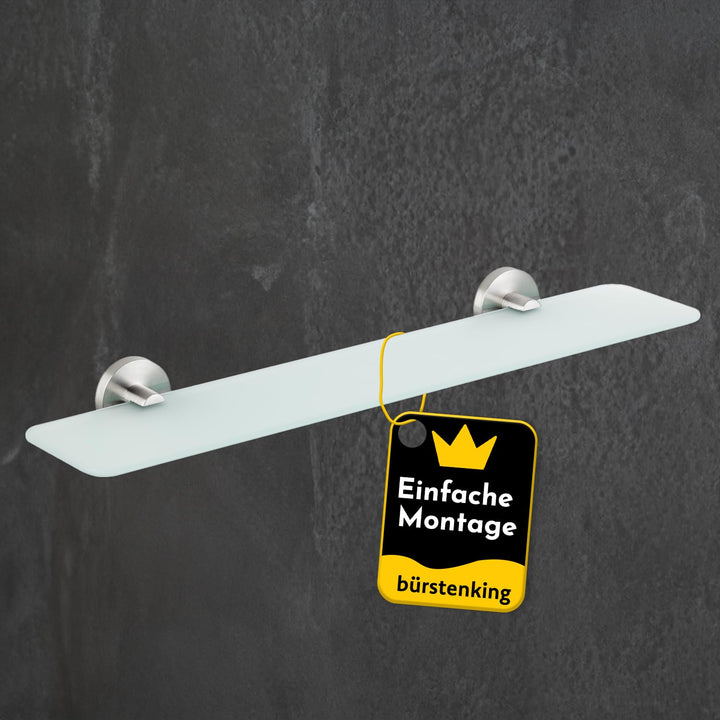 Bürstenking Glasablage 52 cm, stilvolles Glasregal fürs Badezimmer, einfache Wandmontage, ideal für