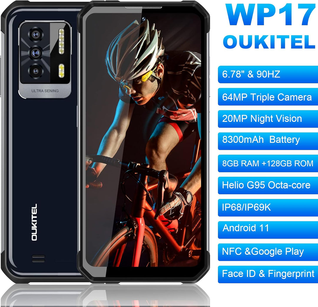 OUKITEL WP17 (2022) Smartphone ohne Vertrag, 6,78 Zoll Dispaly, 8300mAh Grosse Akku, 8GB +128GB Octa