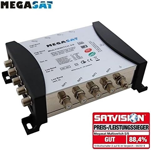 netshop 25 Set: SELFSAT H30D4+ Flachantenne + Fensterhalterung + Megasat Multischalter 5/8 (Full HD