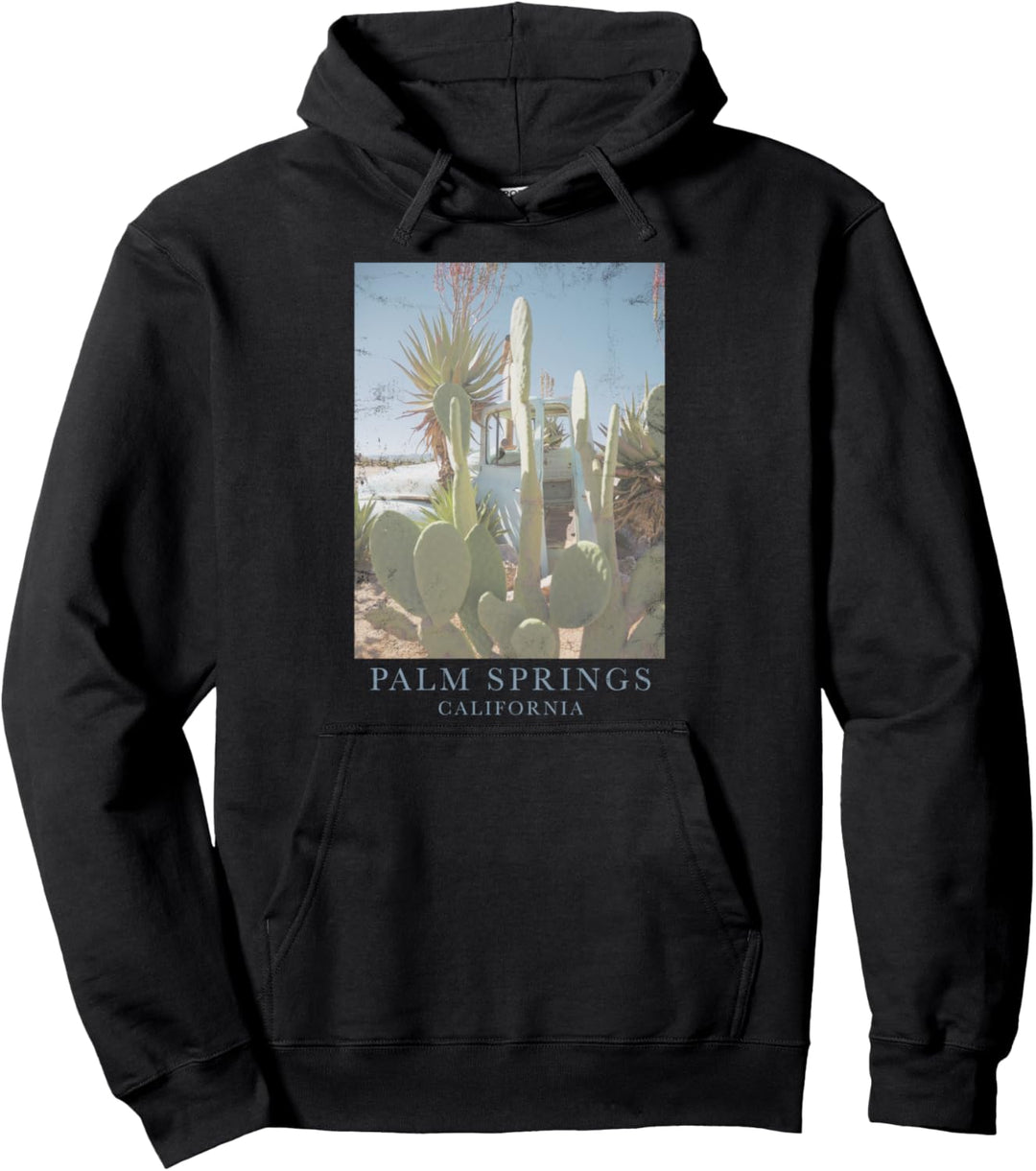 Trendy Vintage Palm Springs California Faded Photoreal Pullover Hoodie