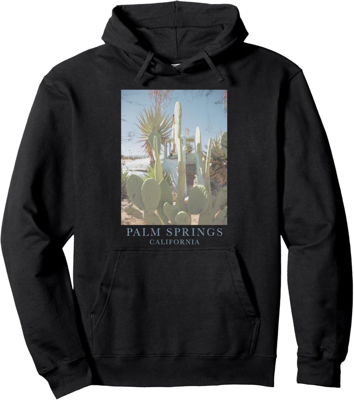 Trendy Vintage Palm Springs California Faded Photoreal Pullover Hoodie