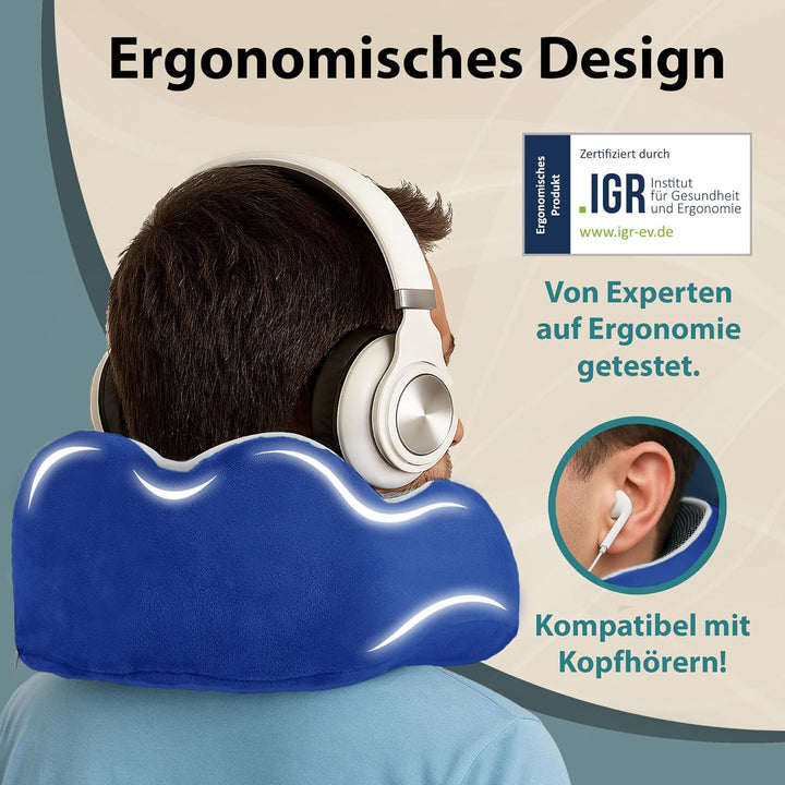FLOWZOOM Comfy Nackenkissen Flugzeug & Auto - Einstellbares Memory Foam Reisekissen mit flexiblen Dr