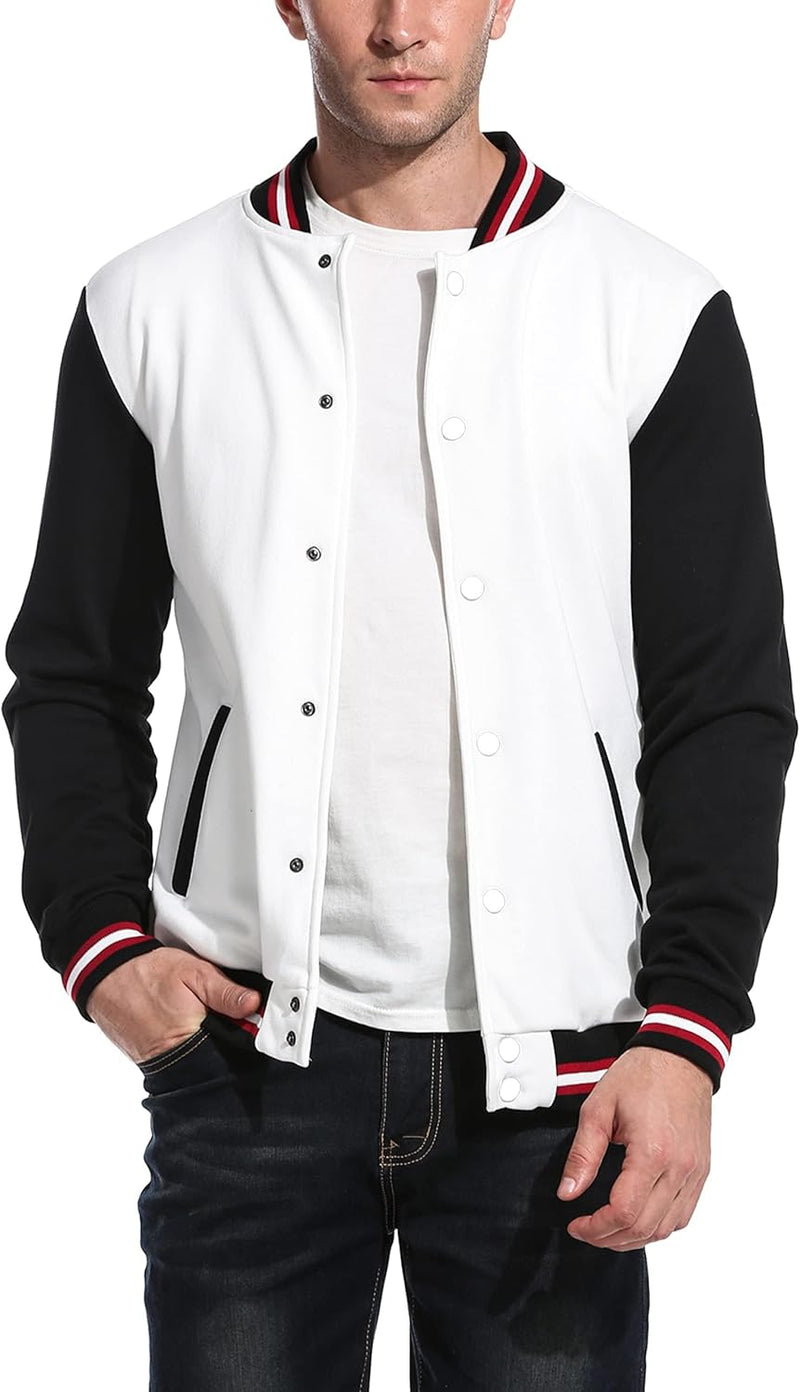 COOFANDY Herren Bomberjacke Leichte College Jacke mit Tasche Freizeit Übergangsjacke Stehkragen Flie