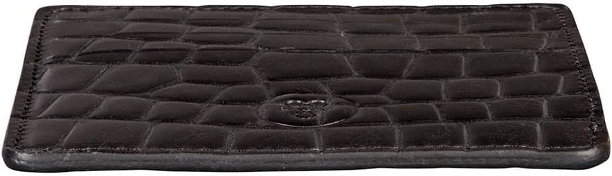 Maxwell Scott Herren Krokodil Optik Leder Kartenetui Marco in Schwarz Croco, Schwarz