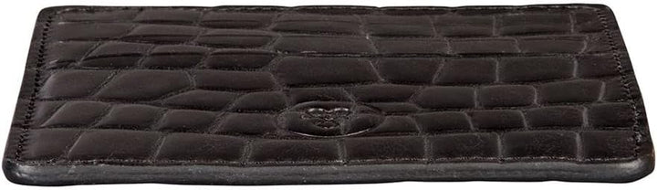 Maxwell Scott Herren Krokodil Optik Leder Kartenetui Marco in Schwarz Croco, Schwarz