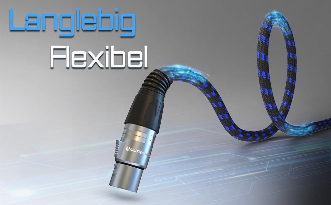 Ultra HDTV 15m XLR HiFi Audio Kabel – XLR Stecker auf Buchse – Robuste Metallstecker mit Einrast-Mec