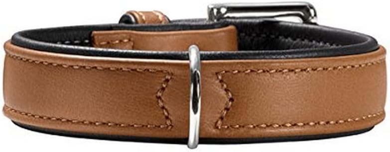 HUNTER CANADIAN Hundehalsband, Leder, hochwertig, weich, 45 (S), cognac/schwarz, 45 (S)