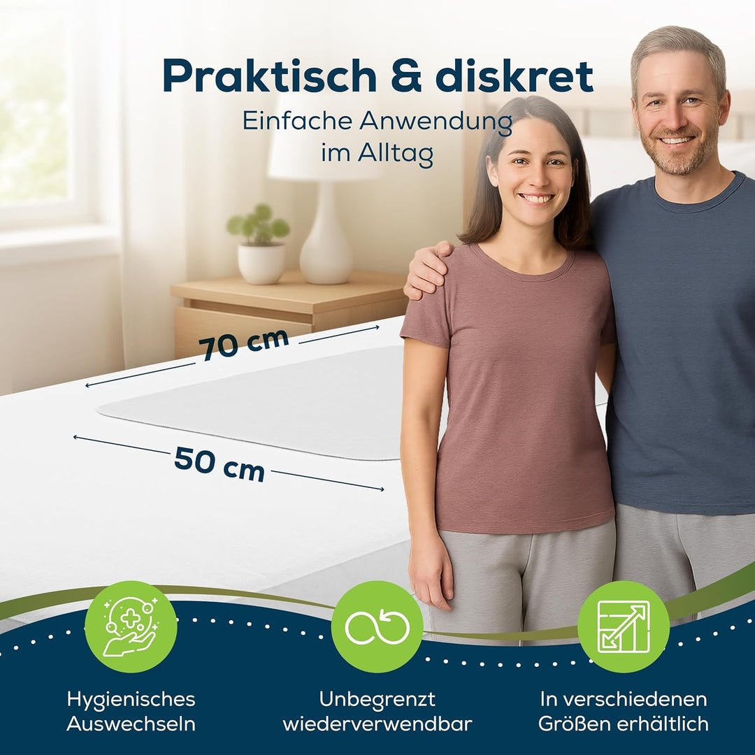 Sensalou Matratzen Auflage 50x70 cm wasserdicht, waschbar - Inkontinenz Matratzenschutz Unterlage (2