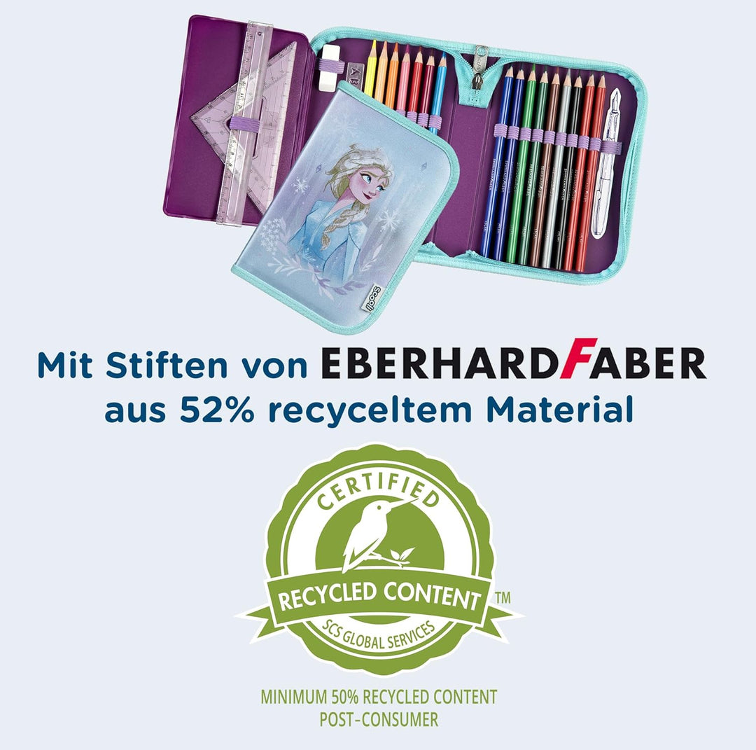 Scooli - Frozen Gefülltes Schüleretui - Komplettes Etui mit hochwertigen Stiften und mehr - All-in-O