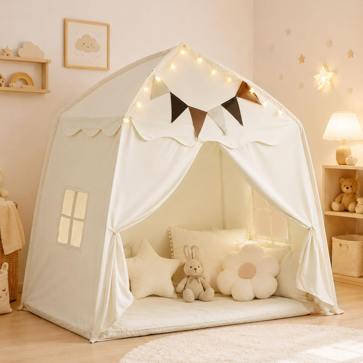 Extragrosses Spielzelt für Kinder – Tragbares &amp; Faltbares Tipi Spielhaus mit Flaggen, Jungen &amp; Mädch