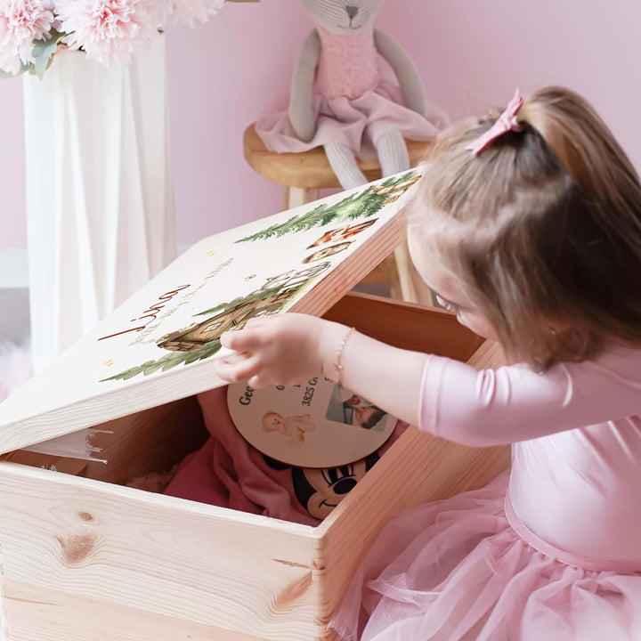 KIDSMOOD - Erinnerungsbox Baby, personalisierte Holzkiste mit Deckel, Ideal zur Aufbewahrung von Eri