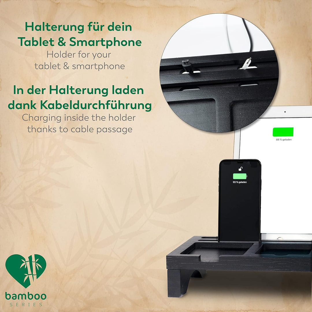 Rubberneck Bambus Schreibtisch Organizer mit Handy-, Tablethalterung - für Tastatur, Maus, Büro Zube
