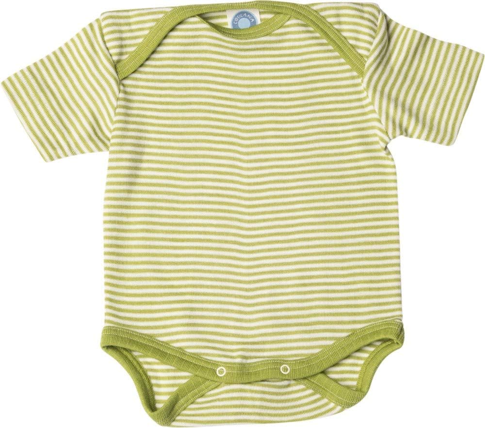 Cosilana, Baby Body Kurzarm, 70% Wolle, 30% Seide Grün Geringelt 98-104, Grün Geringelt 98-104