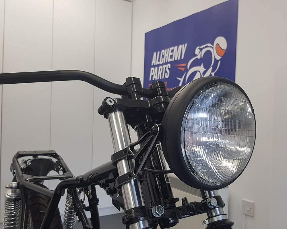Motorrad 7.7" Scheinwerfer Mattschwarz 12V 55W für Cafe Racer & Scrambler - Schale