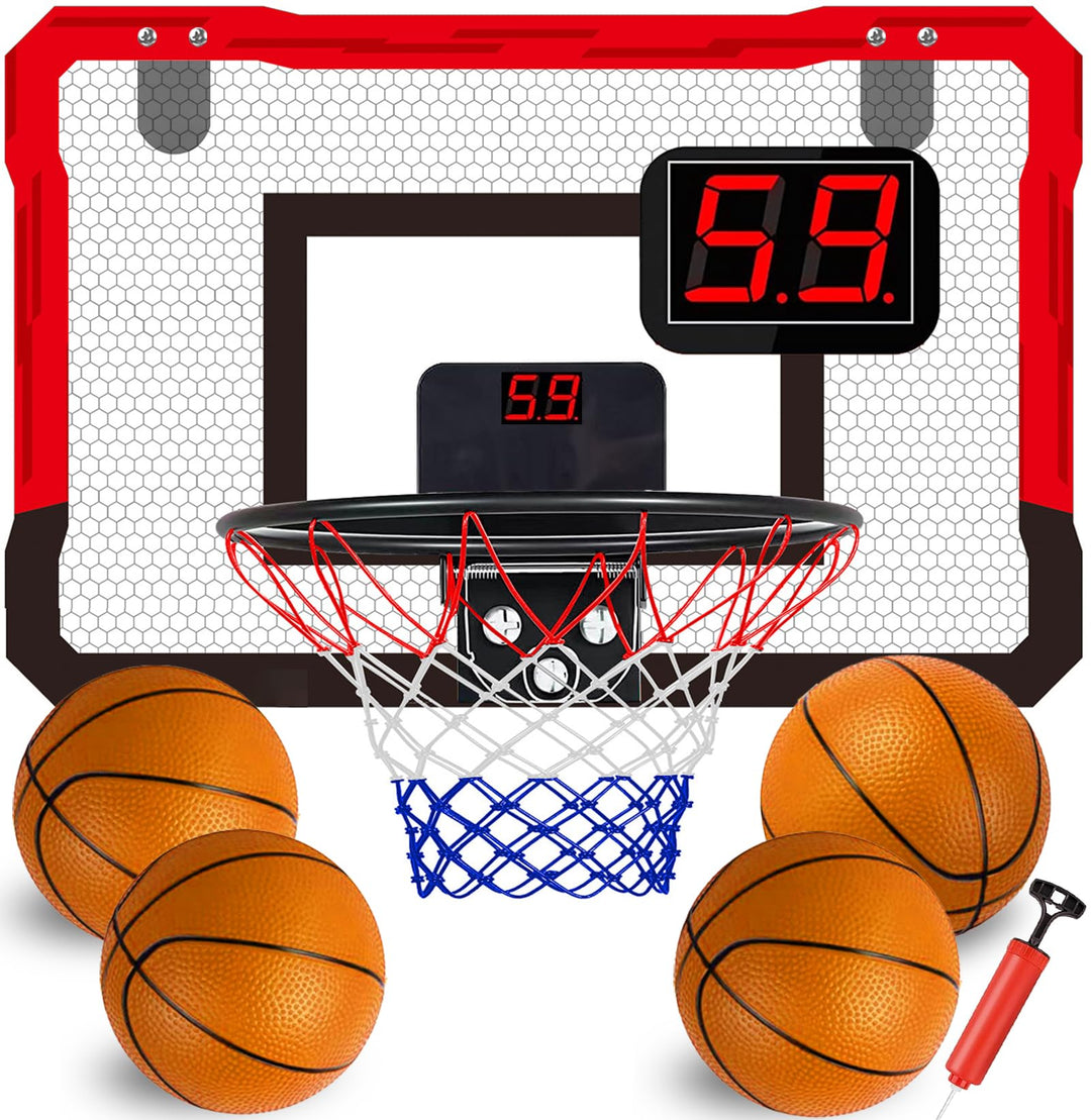 TEUVO Basketballkorb für Kinder und Erwachsene, Strong Indoor Mini Basketballkorb für Tür mit Pumpe,