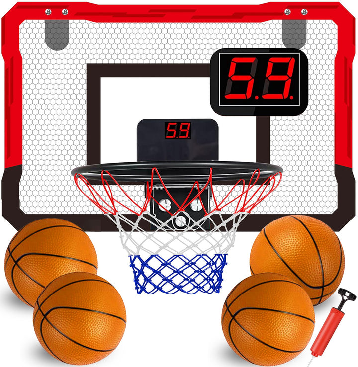 TEUVO Basketballkorb für Kinder und Erwachsene, Strong Indoor Mini Basketballkorb für Tür mit Pumpe,