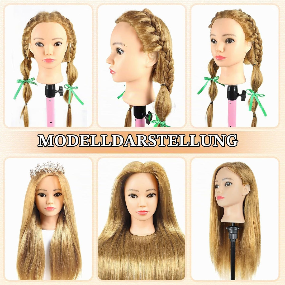 Schaufensterpuppe Kopf 26Inch Weiblich 80% Echthaar Friseur Kosmetologie Schaufensterpuppe Schaufens