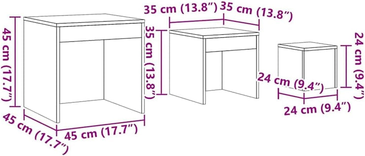 vidaXL Satztisch 3 STK., Satz Couchtisch für Wohnzimmer Schlafzimmer, Beistelltisch mit viel Platz,