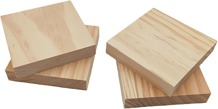 Unlackierte quadratische Holzblöcke zum Basteln, 10 x 10 x 2 cm, blanko, Kiefernholzbretter für Holz
