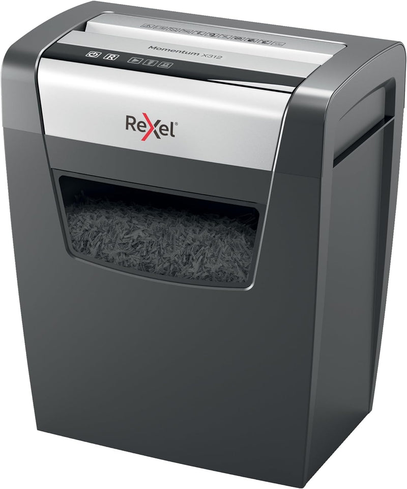 Rexel Aktenvernichter Momentum Slimline X312-SL, Partikelschnitt, 13-12 Blatt A4 (70-80 g/m²) Kapazi