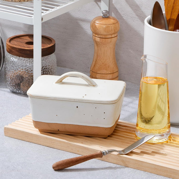 NUTRIUPS Butterdose Keramik mit Deckel, Vintage europäische Butterglocke mit Deckel, abgedeckte Butt