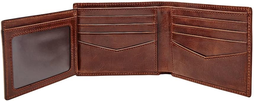 Fossil Herren Quinn Leder Bifold Geldbörse 11,5 cm L x 2 cm B x 9 cm H Dunkelbraun, Dunkelbraun