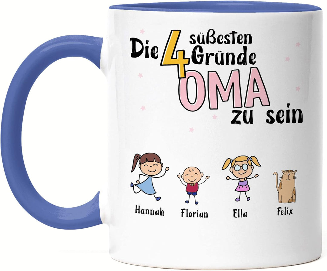 Oma Tasse Blau Geburtstag Personalisiert für Oma Enkel Enkelin Baby Geschenk Kinder Oma Geschenk Mut