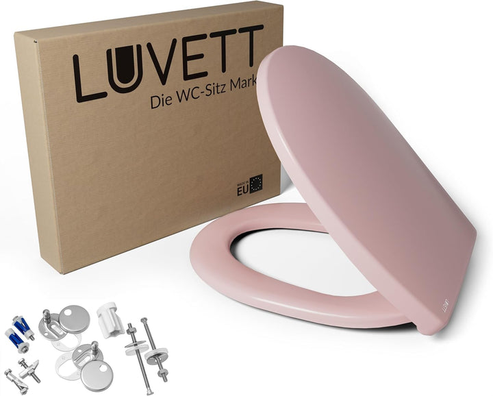 LUVETT® WC-Sitz mit Absenkautomatik C100 oval universell, Toilettendeckel mit 3 Edelstahl Montagelös