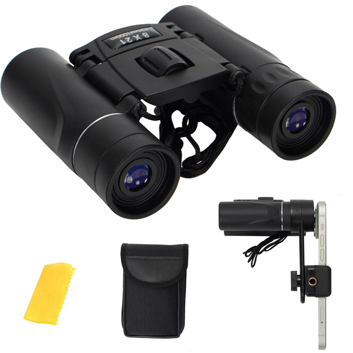 FLYAMAPIRIT Mini Fernglas Teleskop Faltbares 8X21 HD Fernglas mit Smartphone-Adapter, Tragegurt und