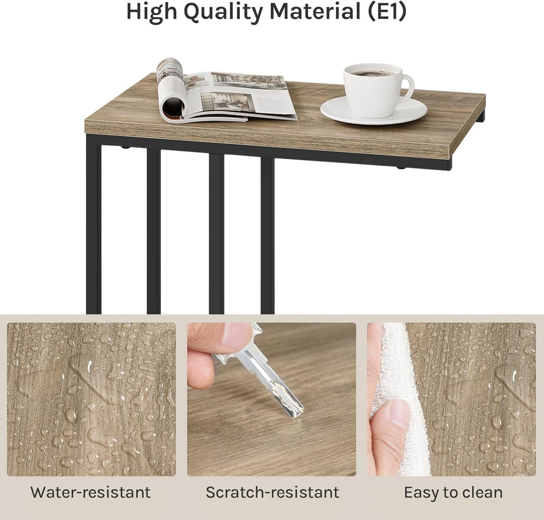 WOLTU Beistelltisch, Couchtisch C Form, Wohnzimmertisch mit Metallgestell, Sofatisch Kaffeetisch, fü