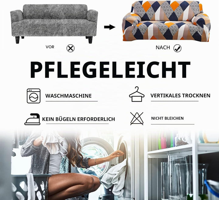 Lydevo Sofabezug 3 Sitzer Stretch Sofahusse Elastischer Sofabezug Spandex Sofa Überzug mit 2 Kissenb