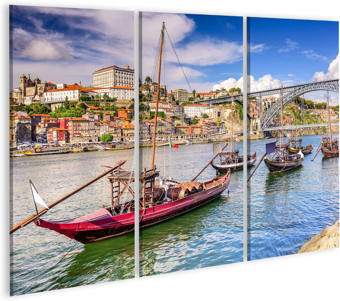 Bild auf Leinwand Porto Portugal Stadtbild Douro Fluss Wandbild Poster Kunstdruck Bilder Format: 130