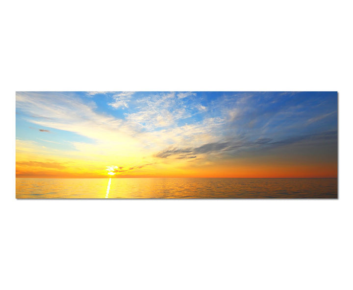 Paul Sinus Art Panoramabild auf Leinwand und Keilrahmen 150x50cm Meer Himmel Wolkenschleier Sonnenun