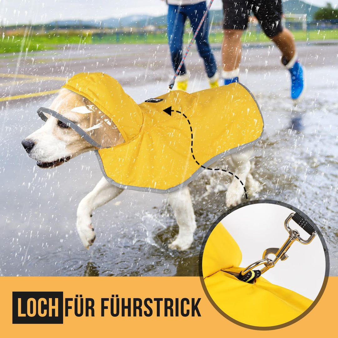 Eyein Wasserdichter Hunderegenmantel, Regenmantel für Mittlerer Hunde mit Kapuze und weichem Futter,