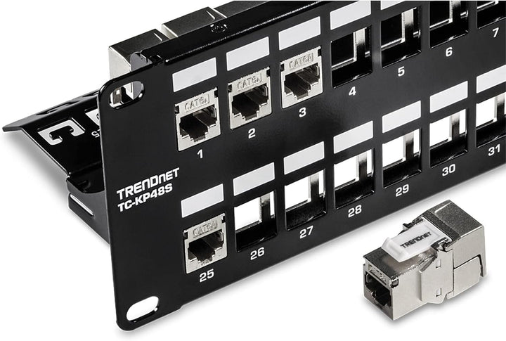 TRENDnet, TC-KP48S, 48-Port Blank Keystone Shielded 2HE HD Patch Panel, 2HE 19" Rackmount Metallgehä