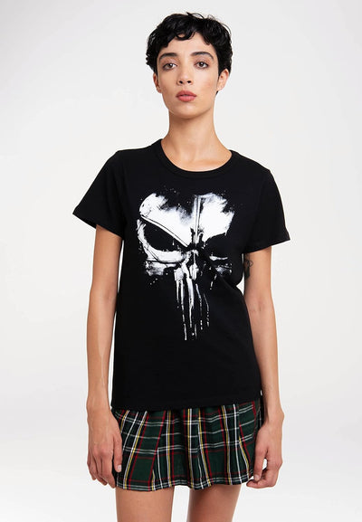 Logoshirt® Marvel Comics I Punisher Logo I Techno Skull I T-Shirt Print I Damen & Herren I kurzärmli