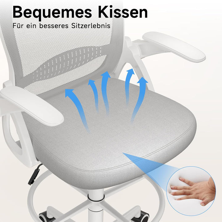 Naspaluro Bürostuhl mit Fussstützenring, Ergonomischer Schreibtischstuhl mit Atmungsaktiv Netzbespan
