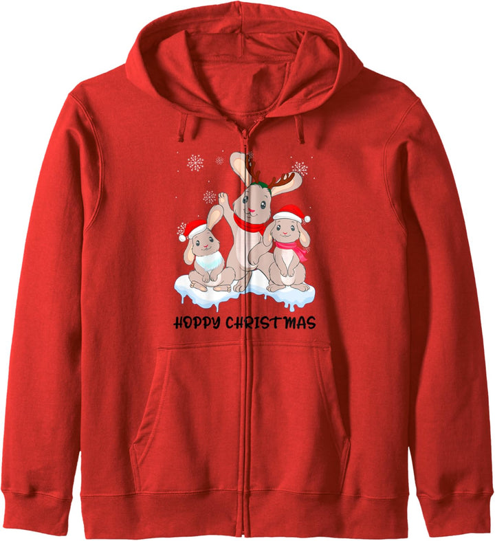 Hasen Familie Weihnachten Kaninchen Pulli Hoppy Christmas Kapuzenjacke