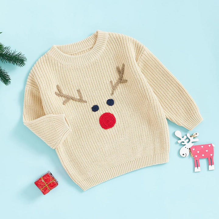 L&ieserram Baby Jungen Mädchen Weihnachten Gestrickt Pullover Jumper Weihnachtspullover Neugeborenen