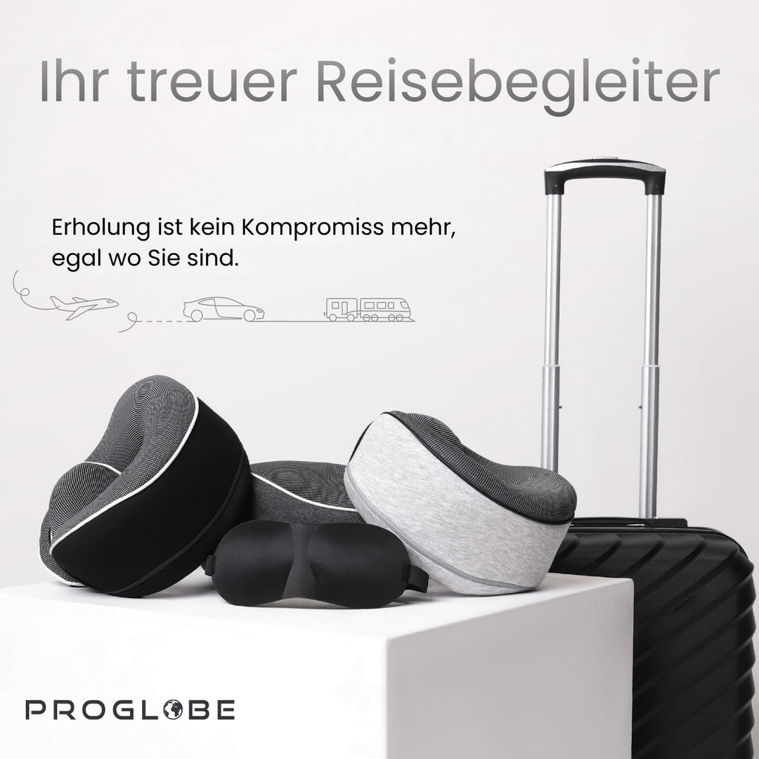 Proglobe Nackenkissen Flugzeug, Reisekissen 100% Memory Foam, Orthopädisches Nackenhörnchen, Ideal f