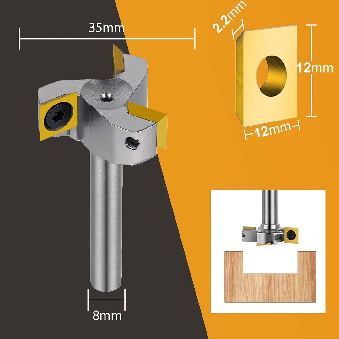 SpeTool Vernickelt Planfräser 8mm Schaft 35mm Durchmesser Wendeplatten 3 Flöten CNC Planfräser für O