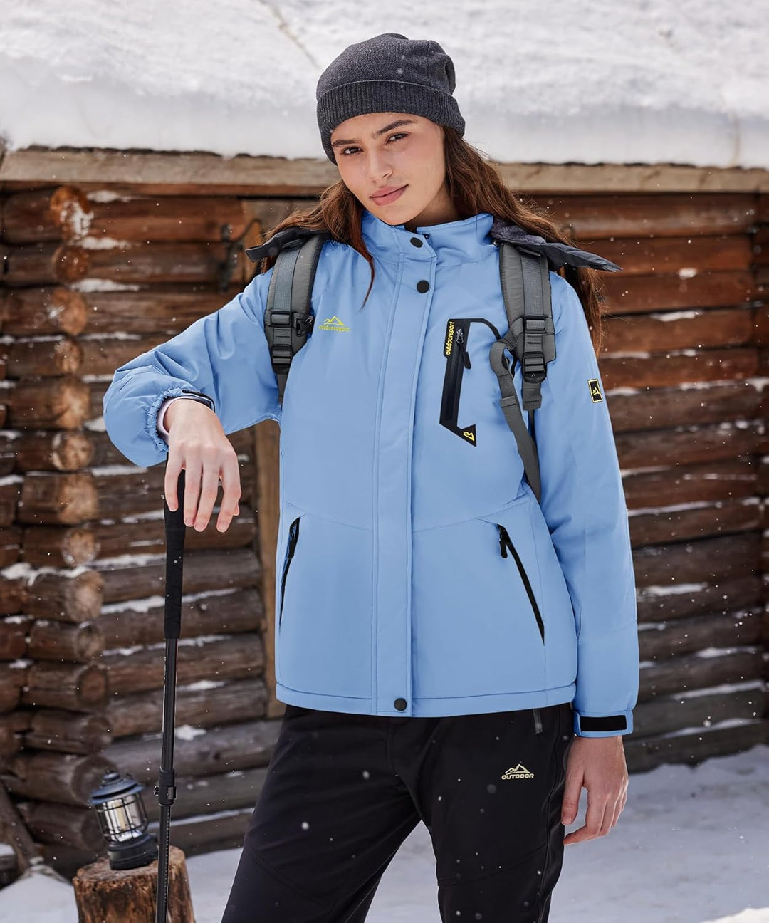 TACVASEN Damen Übergangsjacke Warm Winterjacke Gefüttert Wanderjacke Ski Jacket mit Wasserdichtem Re