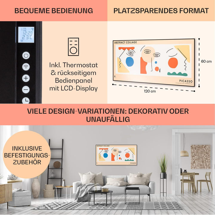 Klarstein Infrarotheizung mit Bild, 700W Infrarotheizung mit Thermostat & IoT/WiFi Infrarotheizung W